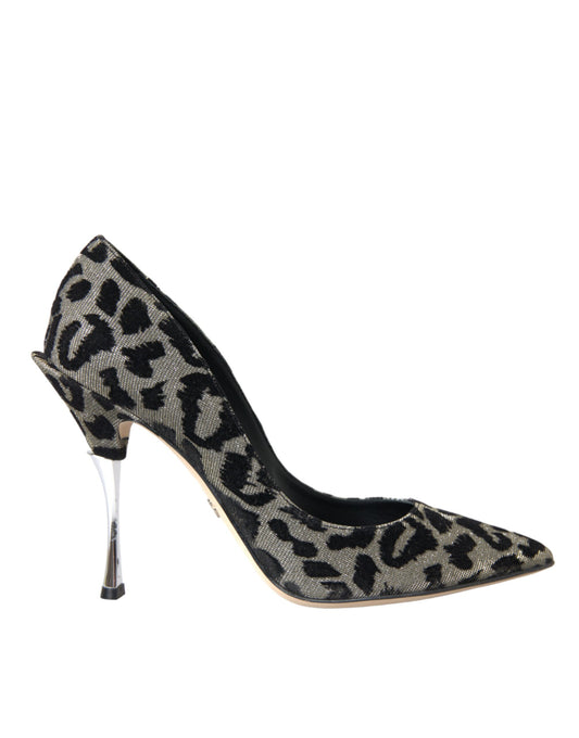 Silver Black Leopard Lurex Heels Pumps Shoes