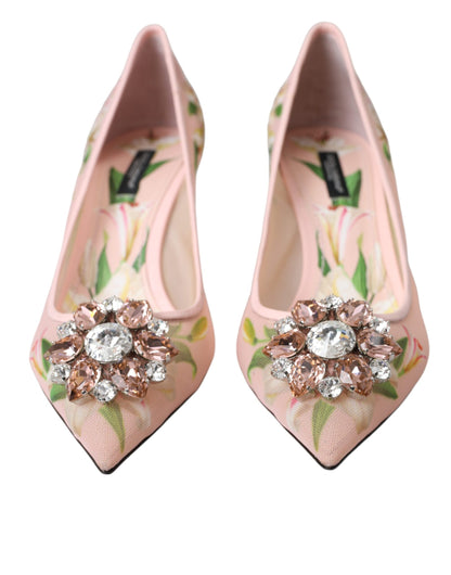 Pink Floral Crystal Bellucci Pumps Shoes