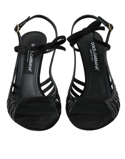 Black Sandals Stilettos Suede Strap Shoes