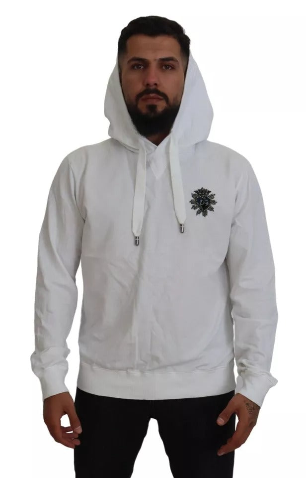 Dolce & Gabbana White Cotton Hooded Sweatshirt Sweater