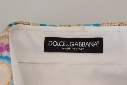 Dolce & Gabbana White Floral Jacquard Cotton Long Sleeves Top