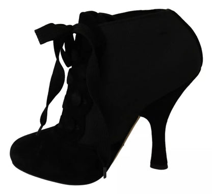 Black Suede Stretch Ankle Boots Booties Shoes