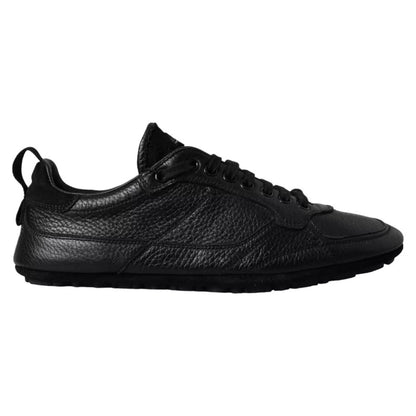 Dolce & Gabbana Black Leather Crown Low Top Sneakers Men Shoes