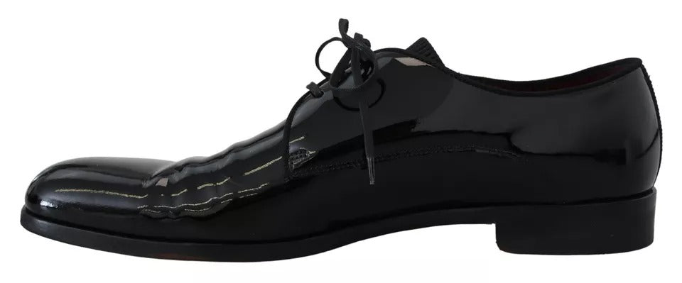 Dolce & Gabbana Black Patent Leather Derby Dress Shoes