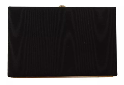 Dolce & Gabbana Black Silk Gold Frame Clutch Evening Party Purse Bag