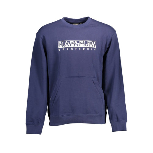 Schickes blaues Baumwoll-Sweatshirt mit Reißverschlusstasche