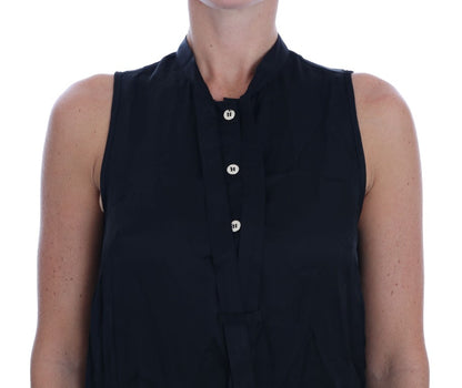 Chic Sleeveless Black Shirt Blouse