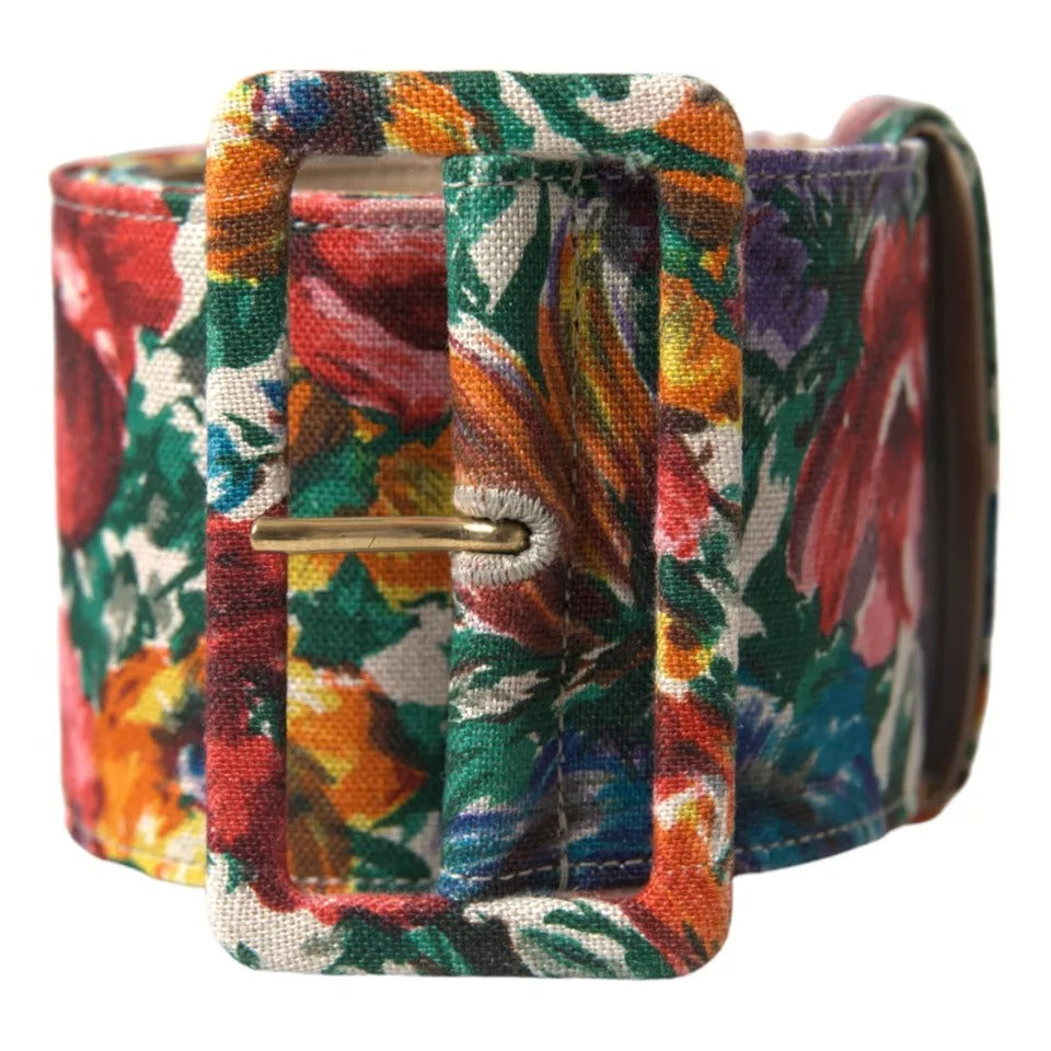 Dolce & Gabbana Multicolor Carretto Fabric Wide Waist Belt