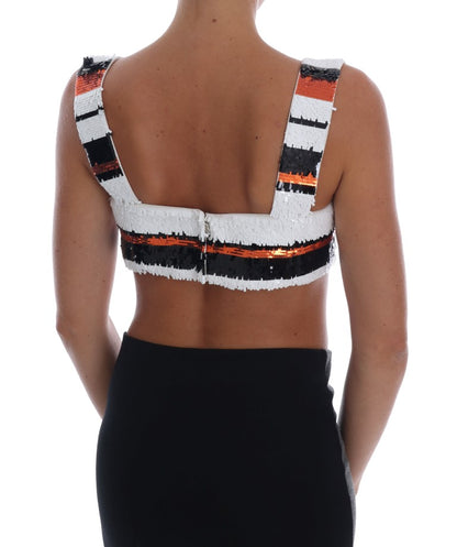 Mehrfarbiges Stretch-Bustier-Oberteil mit Pailletten