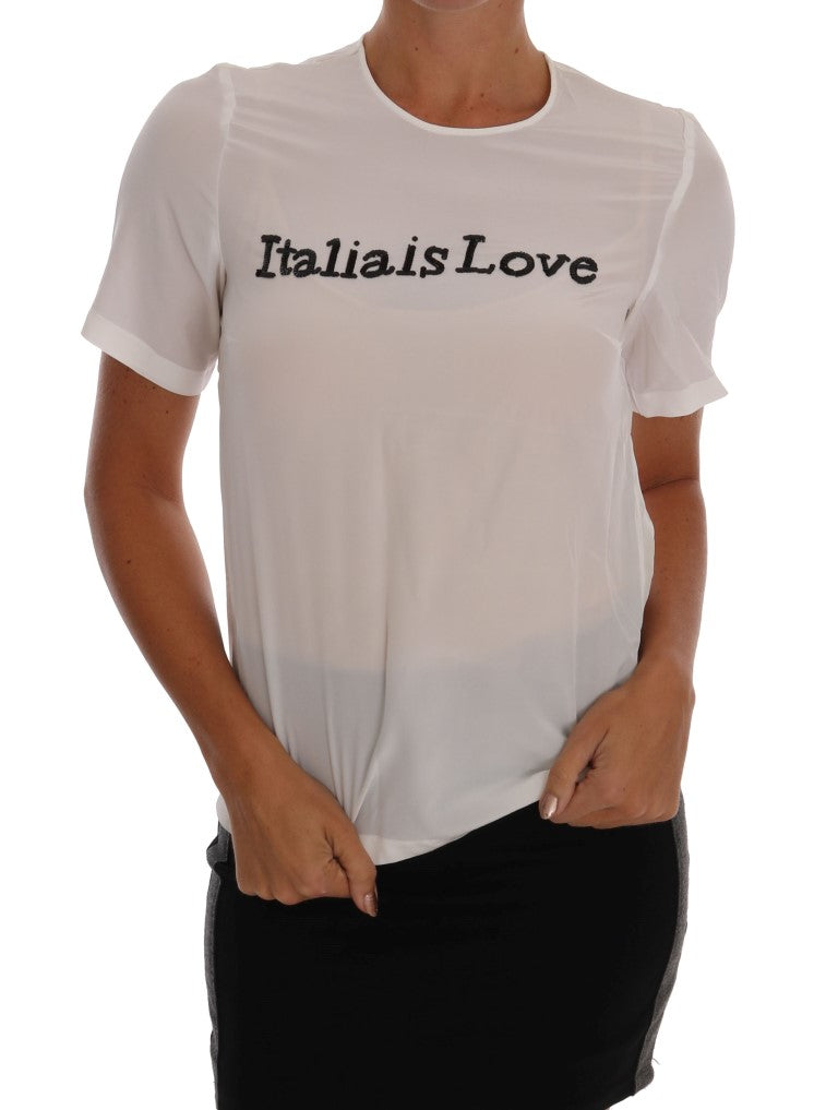 T-shirt chemisier en soie blanche ITALIA IS LOVE