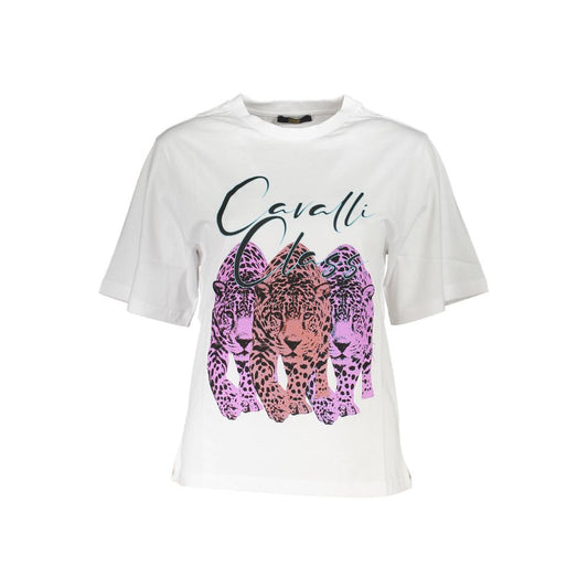 Chic Slim Fit White Tee with Signature Print