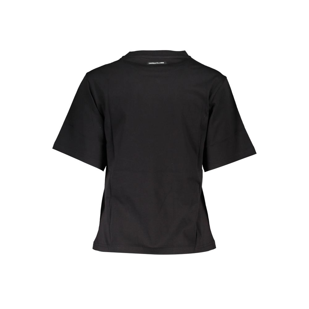 Elegant Black Cotton Tee with Signature Print