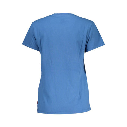 Elegant Blue Cotton Tee with Classic Print