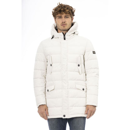 Baldinini Trend White Polyester Men's Hooded Jacket