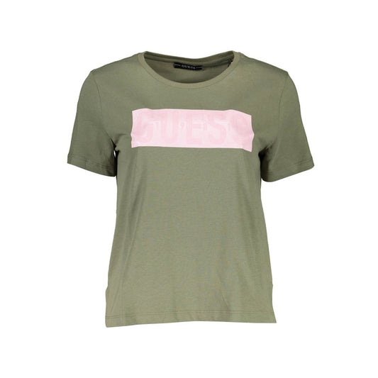 Chic Green Logo Tee with Short Sleeves