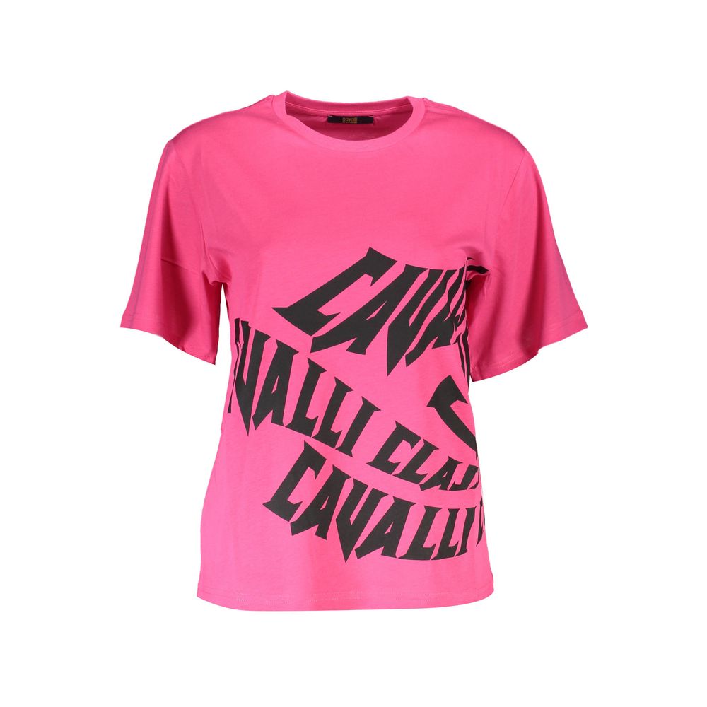 Chic Pink Cotton Tee with Signature Print