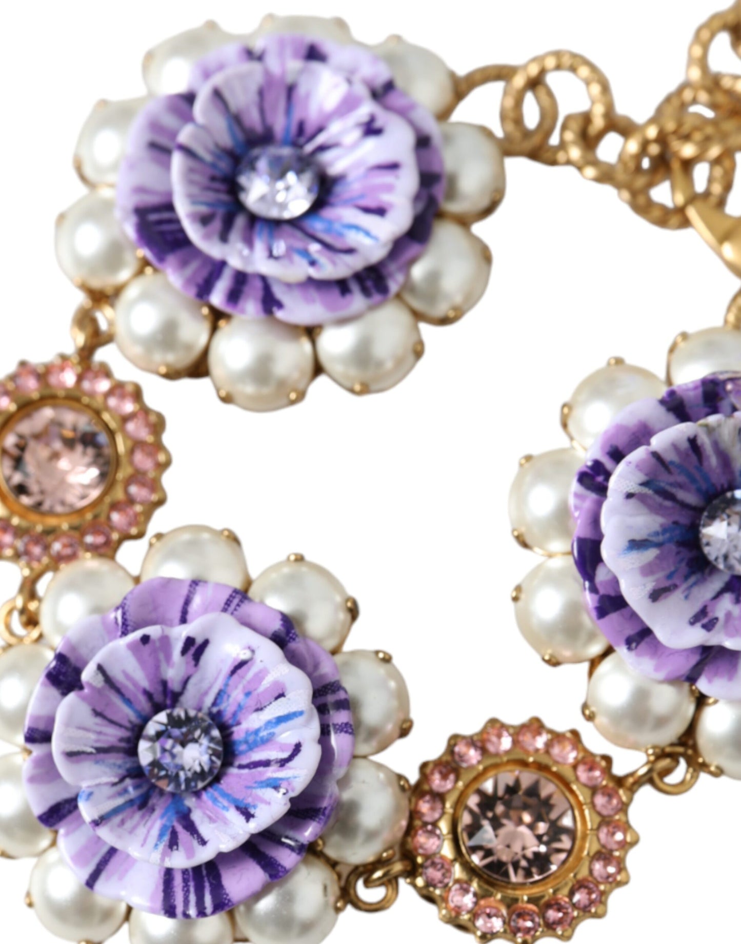 Dolce & Gabbana Gold FIORI BLOOMING Floral Baroque Crystals Bracelet