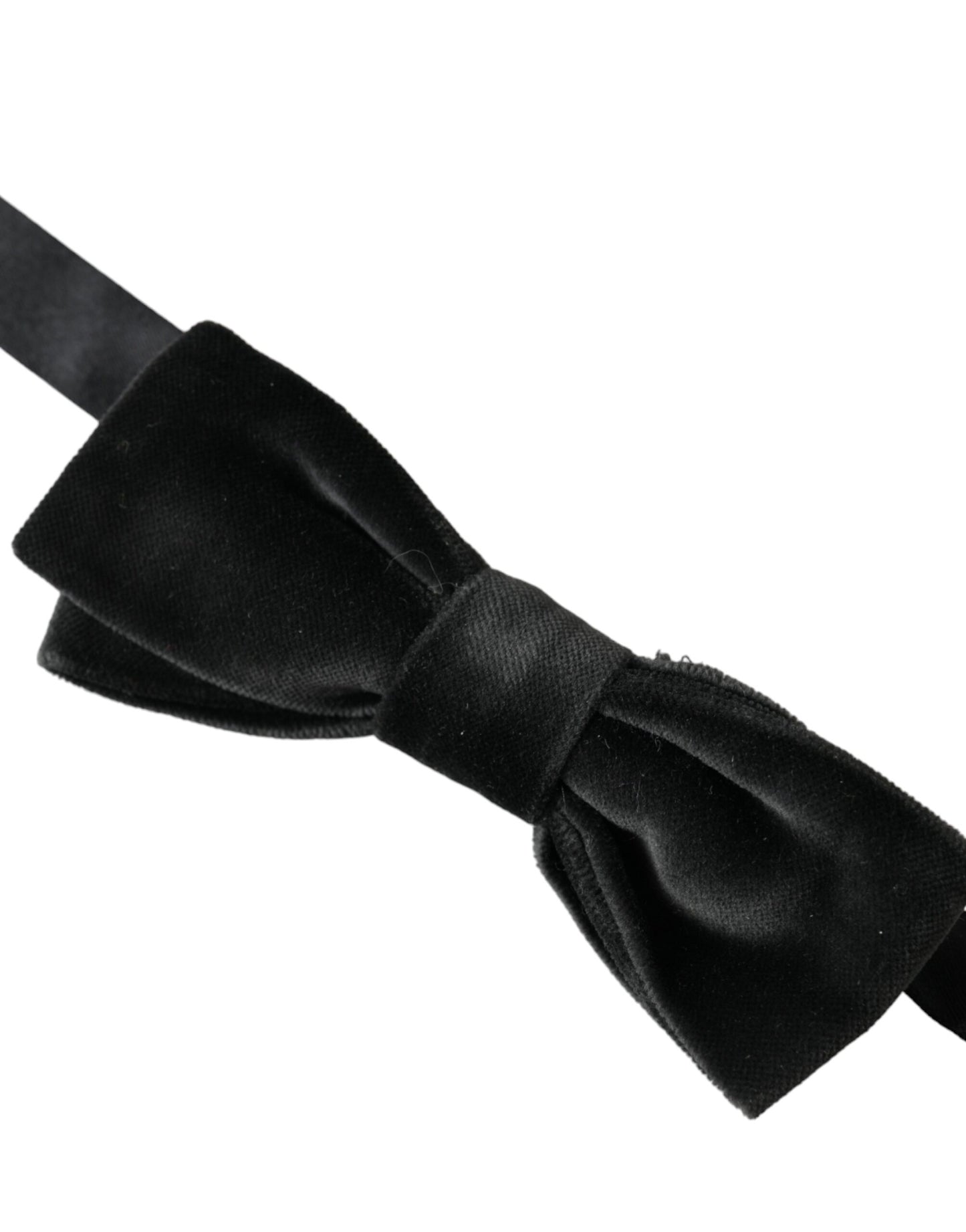 Dolce & Gabbana Black Velvet Cotton Adjustable Neck Men Bow Tie