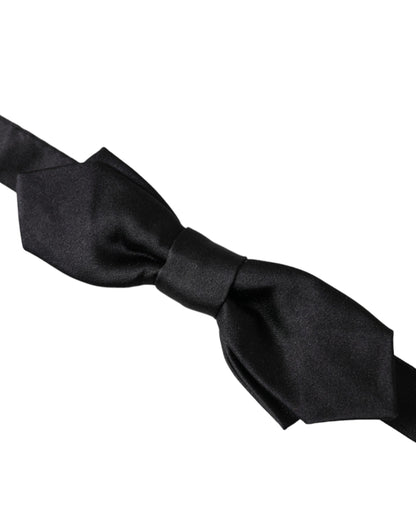 Dolce & Gabbana Black Satin Silk Adjustable Neck Men Bow Tie