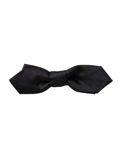 Dolce & Gabbana Black Satin Silk Adjustable Neck Men Bow Tie