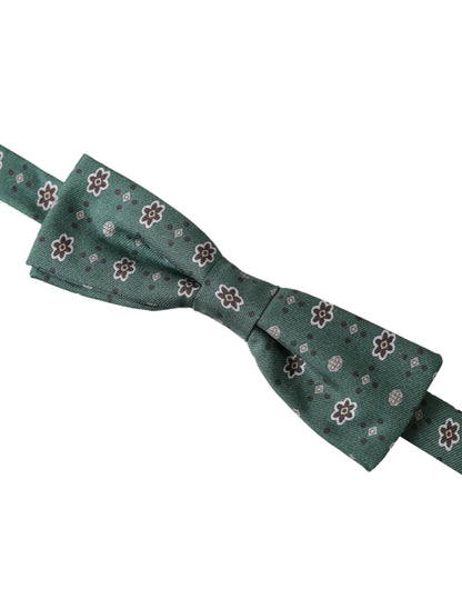 Dolce & Gabbana Mint Green Floral Adjustable Neck Men Bow Tie