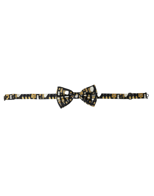 Black Silk Cocktail Adjustable Neck Men Bow Tie