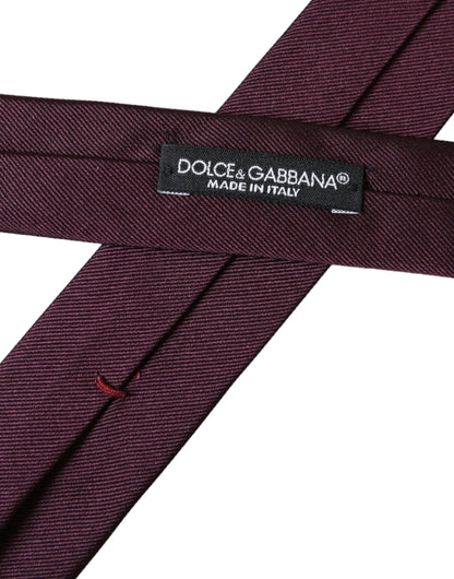 Dolce & Gabbana Bordeaux Solid 100% Silk Adjustable Men Tie