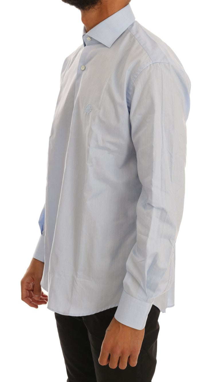 Camicia elegante slim fit in cotone azzurro