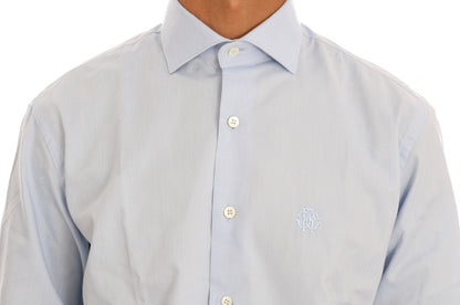 Camicia elegante slim fit in cotone azzurro