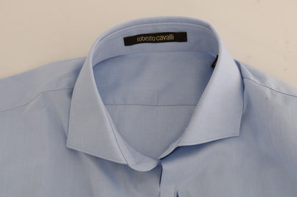 Camicia elegante slim fit in cotone azzurro