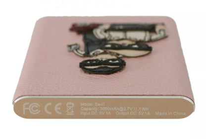 Ladegerät USB Rosa Leder #DGFAMILY Power Bank