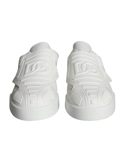 Dolce & Gabbana White Leather Slip On Low Top Sneakers Shoes