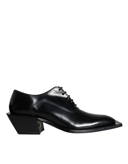 Dolce & Gabbana Black Calfskin Leather Derby Dress Men Shoes