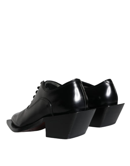 Dolce & Gabbana Black Calfskin Leather Derby Dress Men Shoes