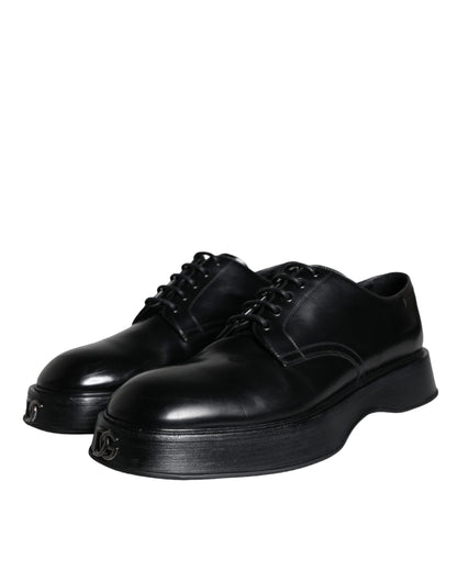 Dolce & Gabbana Black Calf Leather Derby Formal Dress Shoes