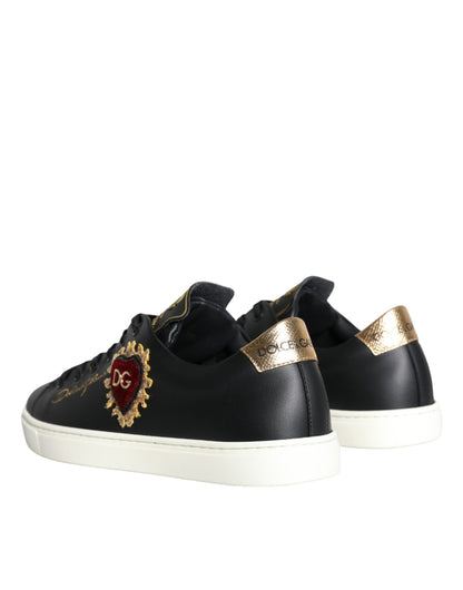 Black Portofino Sacred Heart Sneakers Shoes