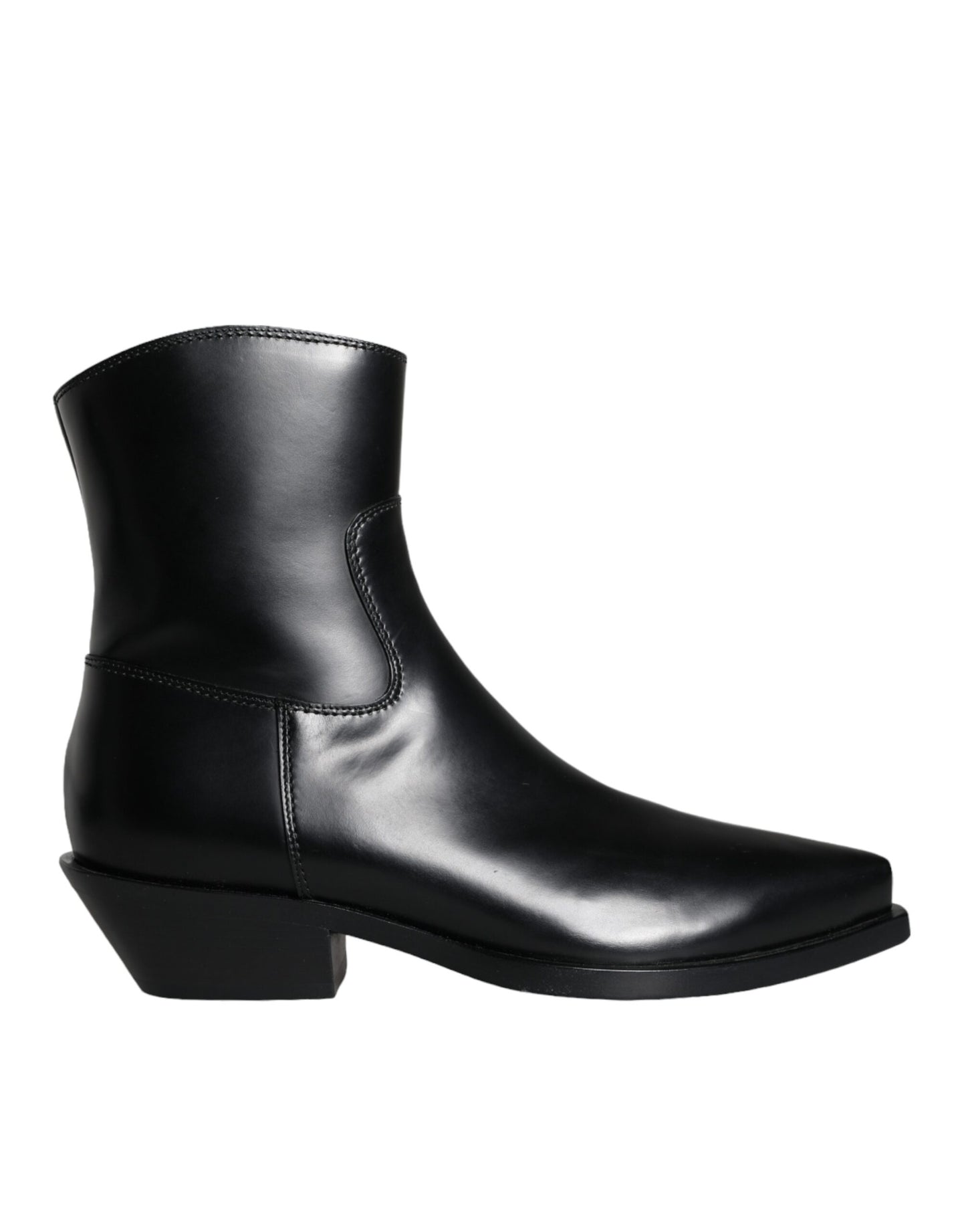 Black Leather Ankle Boots Booties Shoes