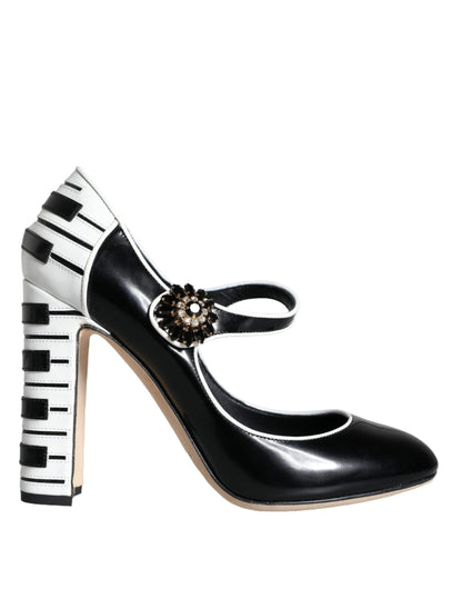 Black White Piano Keys Mary Janes Heels Shoes