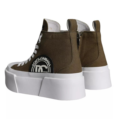 Army Green Canvas Logo Sneakers Boots Shoes