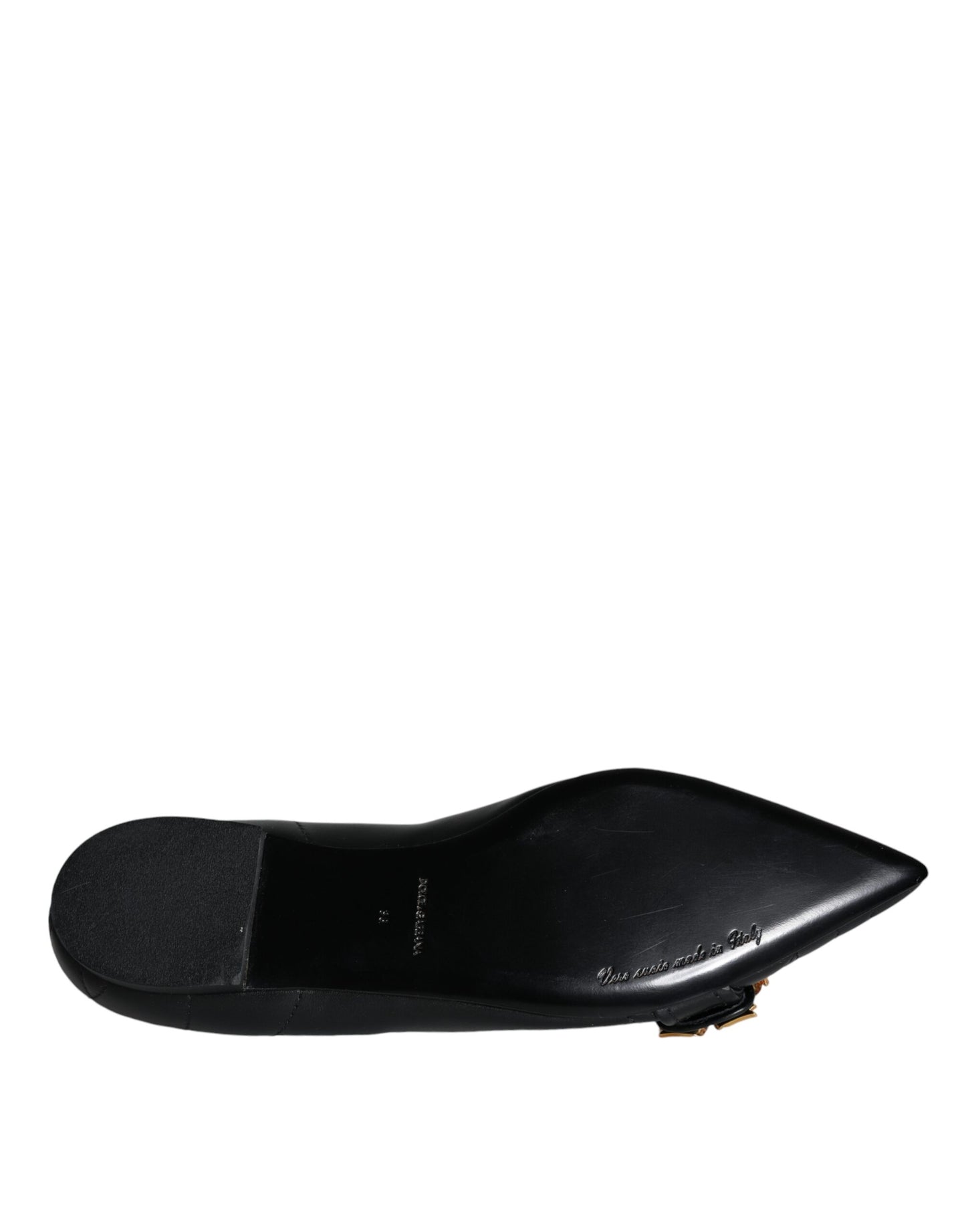 Black Devotion Leather Pointy Flats Shoes