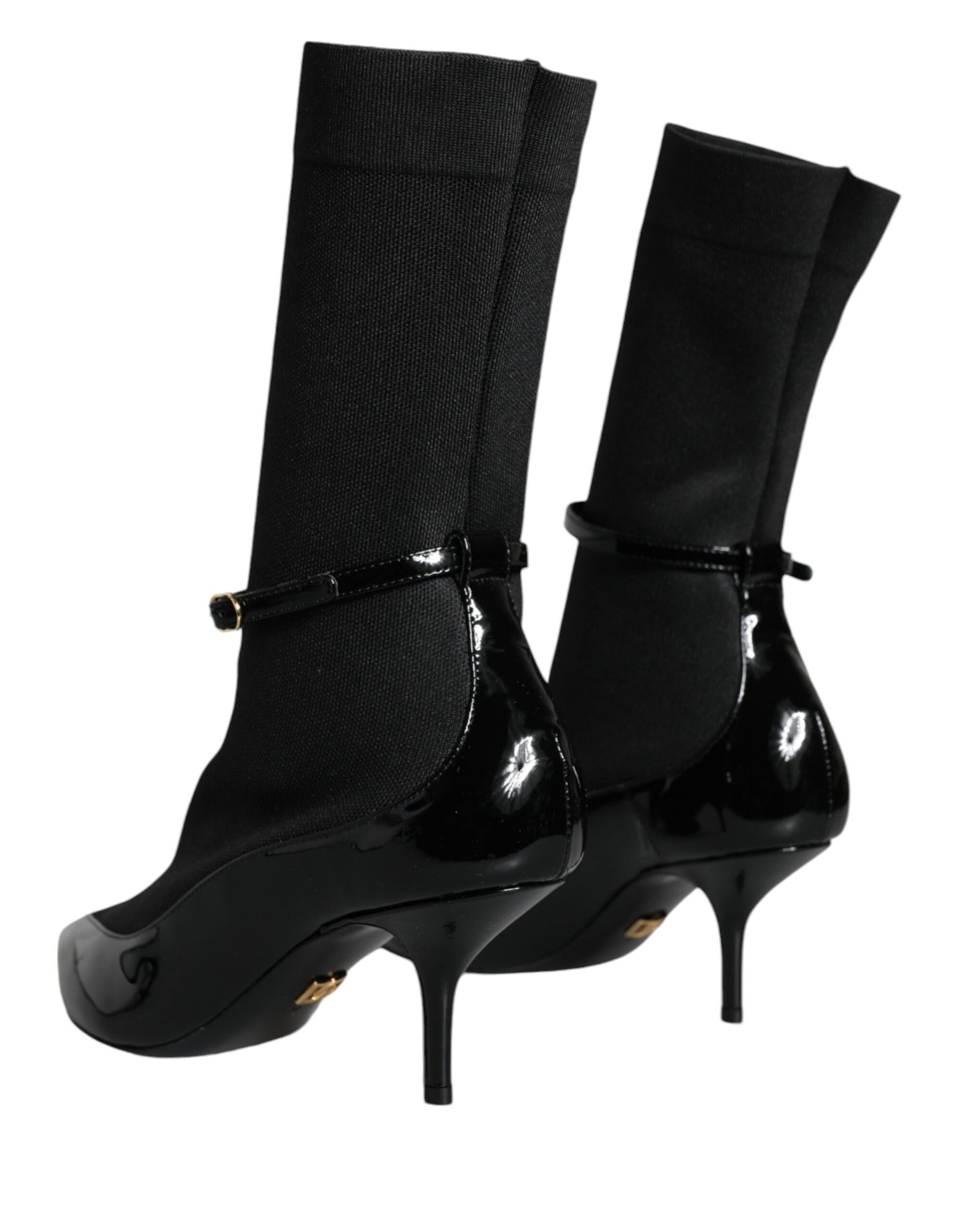 Black Leather Stilettos Booties Socks Shoes