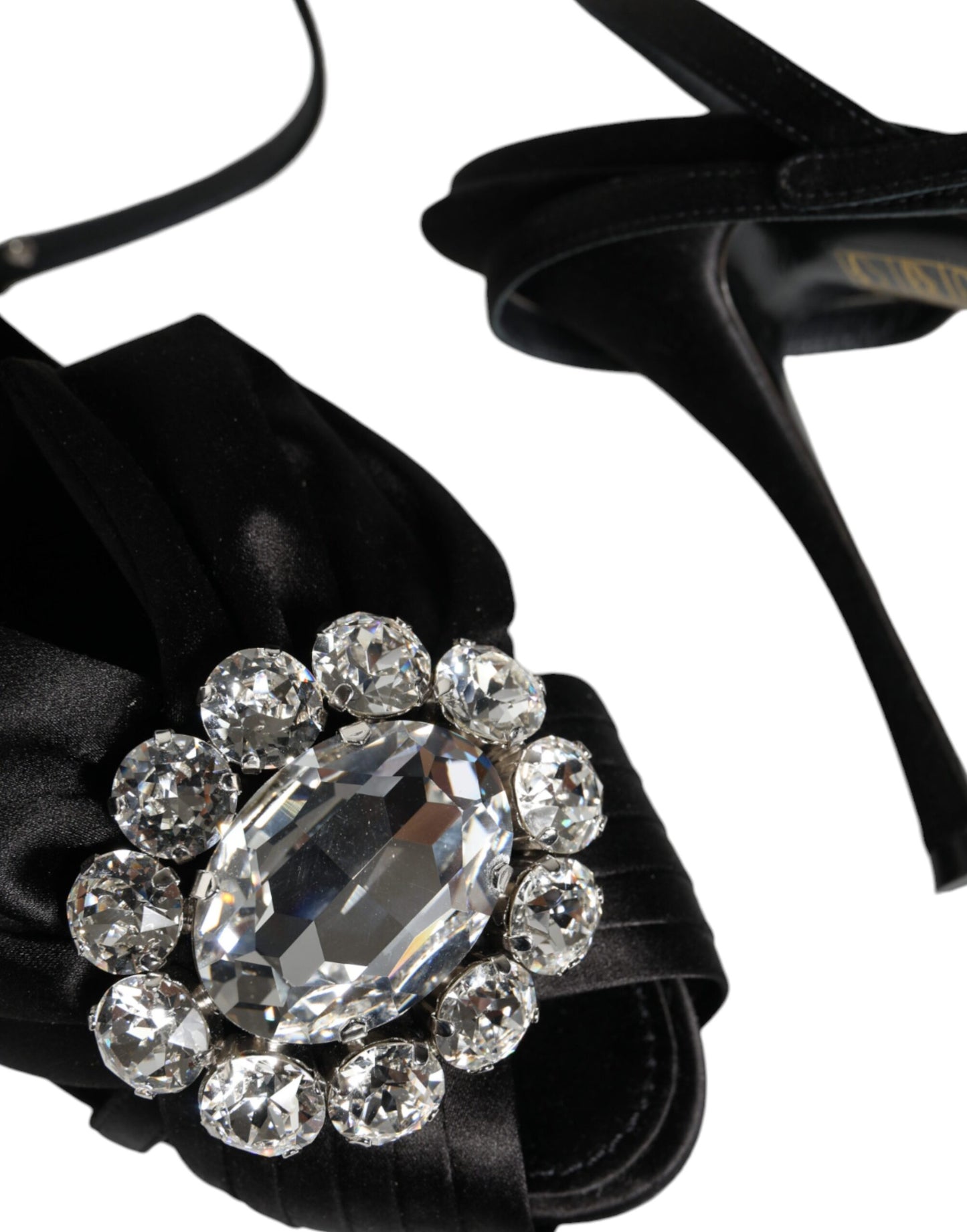 Black Crystal Ankle Strap Sandals Shoes