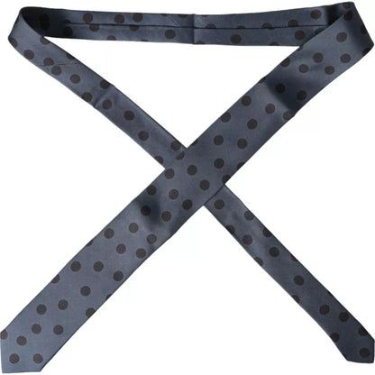 Dolce & Gabbana Blue Black Silk Polka Dot Adjustable Men Tie