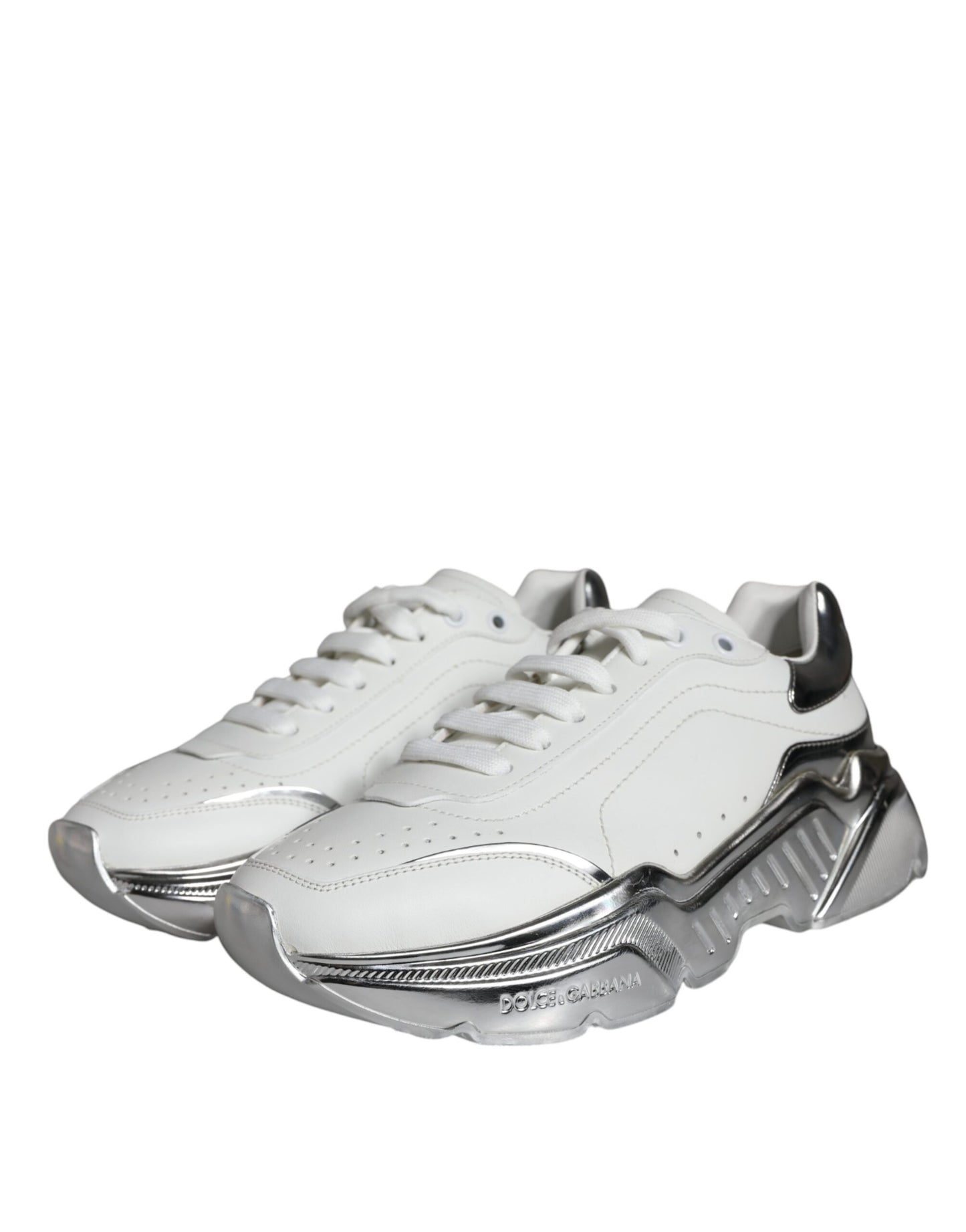 White Silver Daymaster Leather Sneakers Shoes