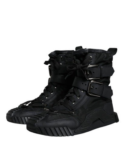 Black Nylon High Top Sorrento Sneakers Shoes