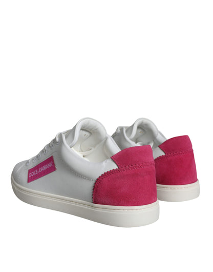 White Pink Leather Logo Classic Sneaker Shoes