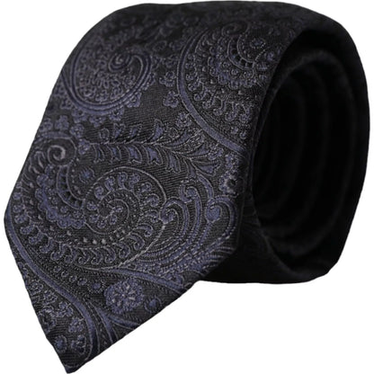 Dolce & Gabbana Black Patterned 100% Silk Adjustable Men Tie