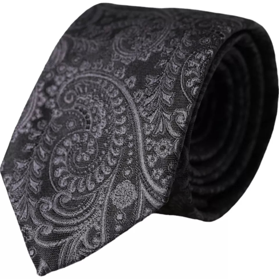 Dolce & Gabbana Gray Patterned 100% Silk Adjustable Men Tie