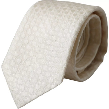 Dolce & Gabbana Off White Silk Adjustable Necktie Men Tie