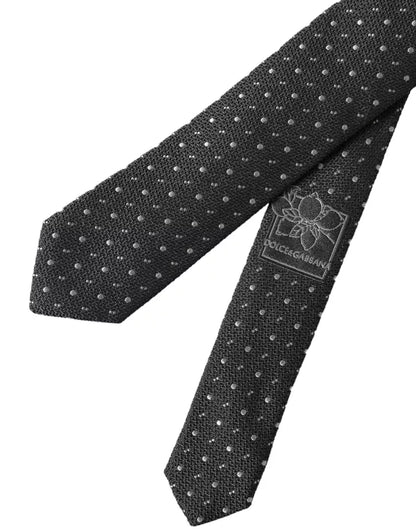 Dolce & Gabbana Black Polka Dot Silk Adjustable Men Tie